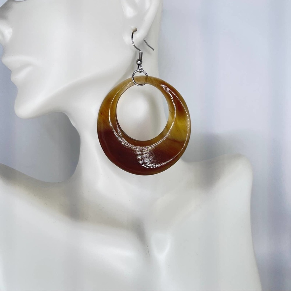 Handmade,  Natural Horn hook earrings. Hoops